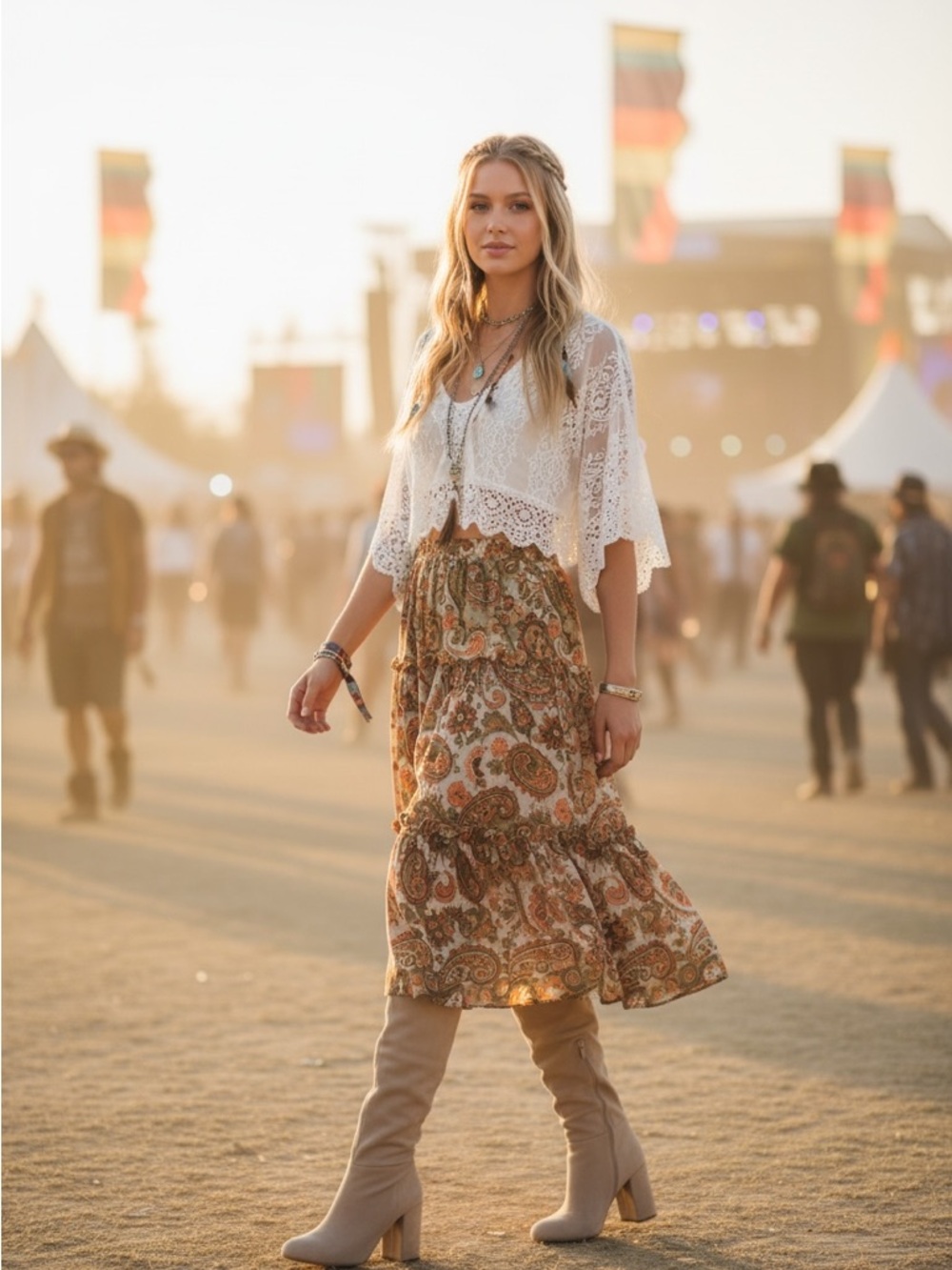 Free People Dakota Tall Suede Over-the-Knee Boots - Light Taupe - Picture 9 of 10
